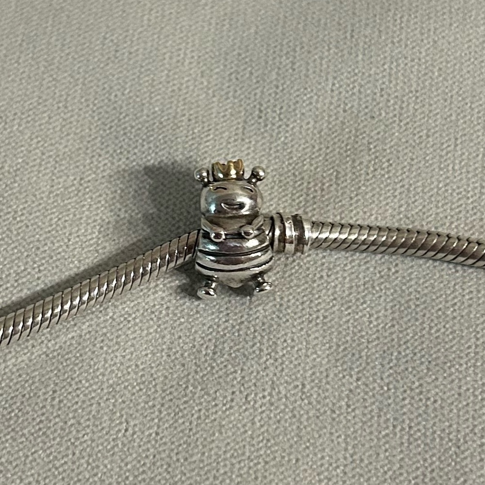 Pandora Retired 925 Sterling Silver & 14K Gold Queen Bee Charm #790227